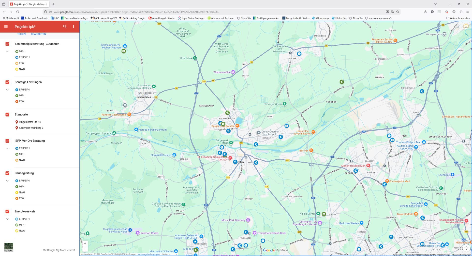 Projekte-Karte auf Google Maps