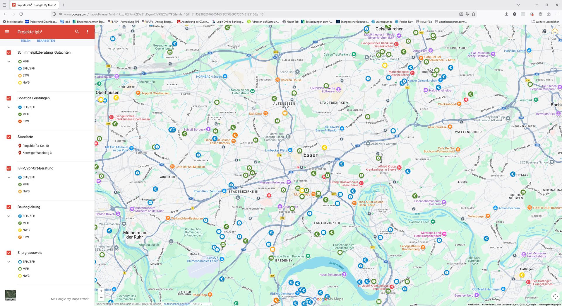 Projekte-Karte auf Google Maps