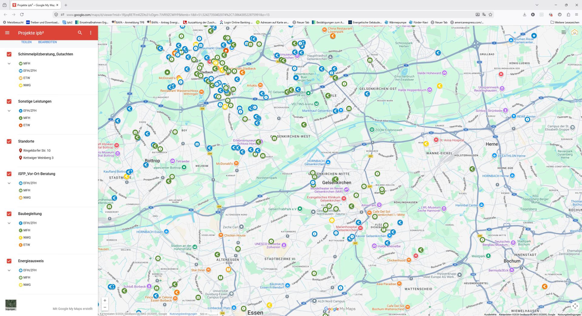 Projekte-Karte auf Google Maps
