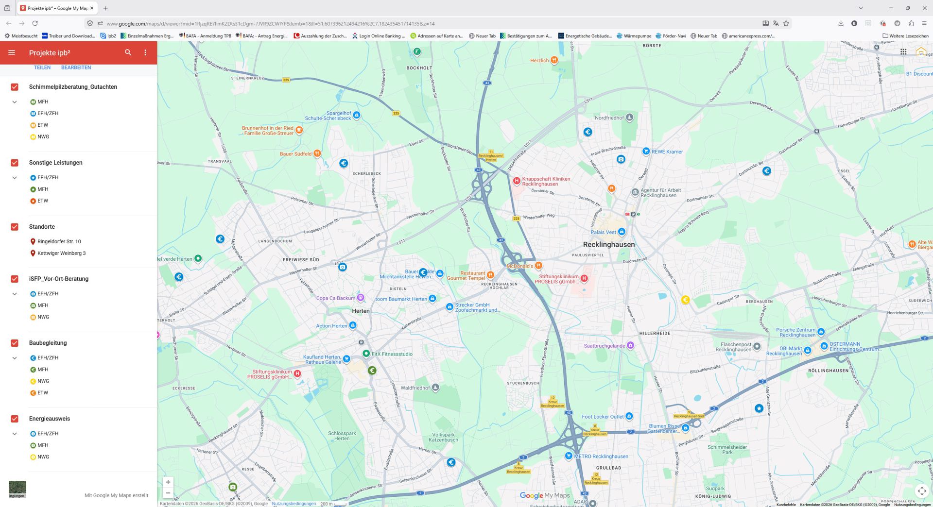 Projekte-Karte auf Google Maps